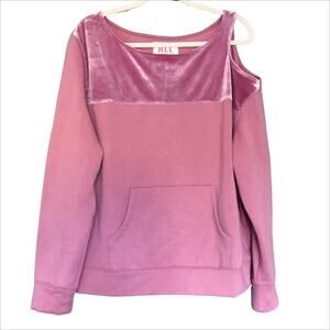 ALL WORTHY HUNTER MCGRADY Cold Shoulder Sweatshirt Mauve Pink Velvet Sz L